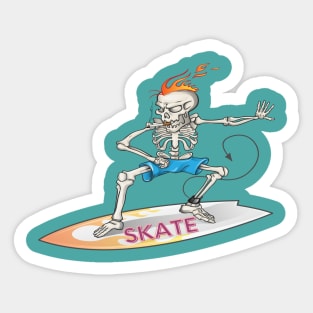 how to ride a skateboard, skateboard skeletons Sticker